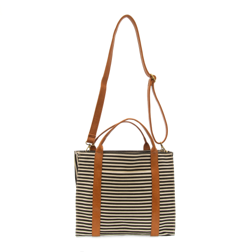 Toni Canvas Tote-Black/White Stripe