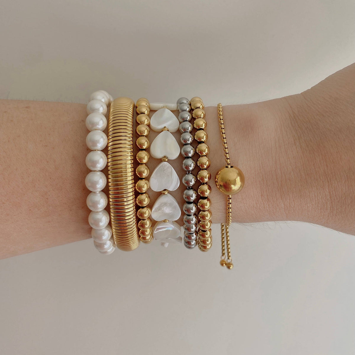 Heart Pearl Bracelet Gold Plated