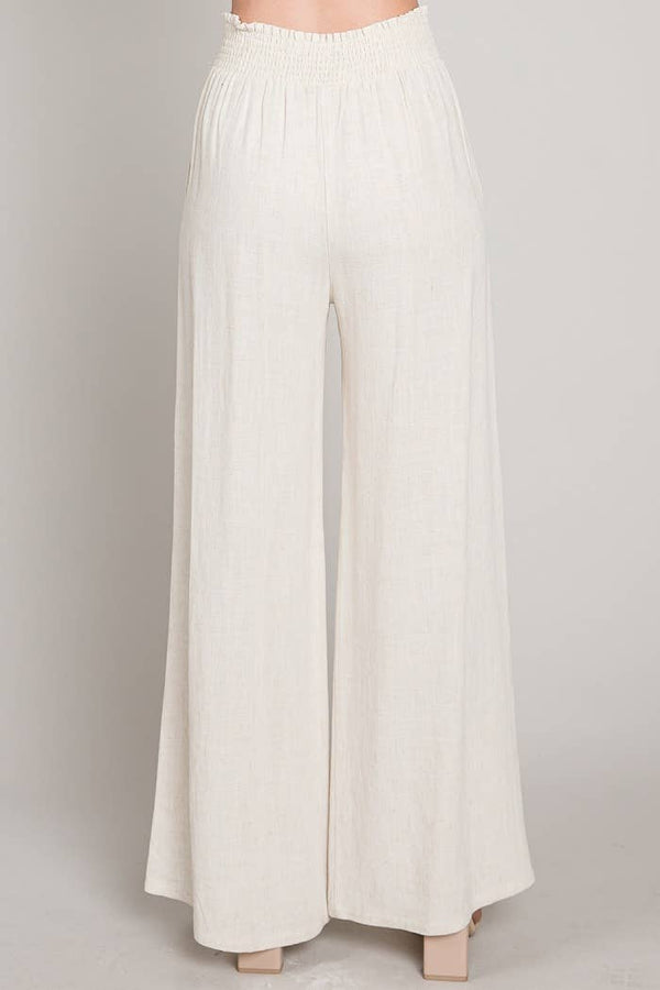 Calvin Smocked Waist Linen Pants