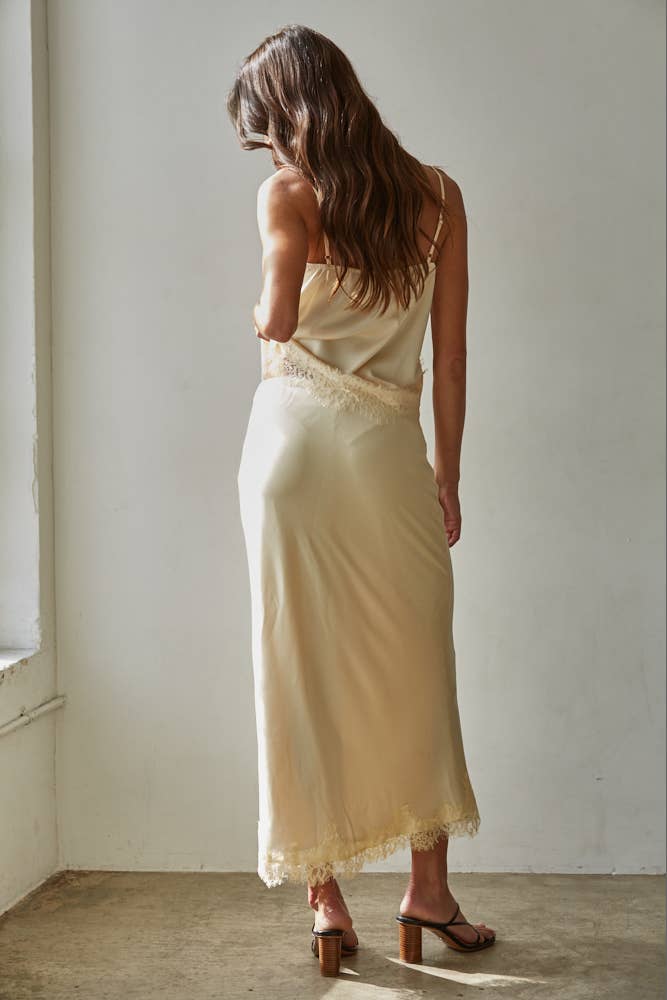 Yarrow Satin Lace Top
