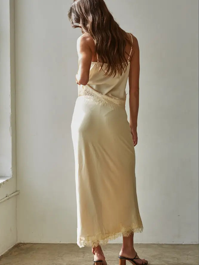 Yarrow Satin Midi Skirt