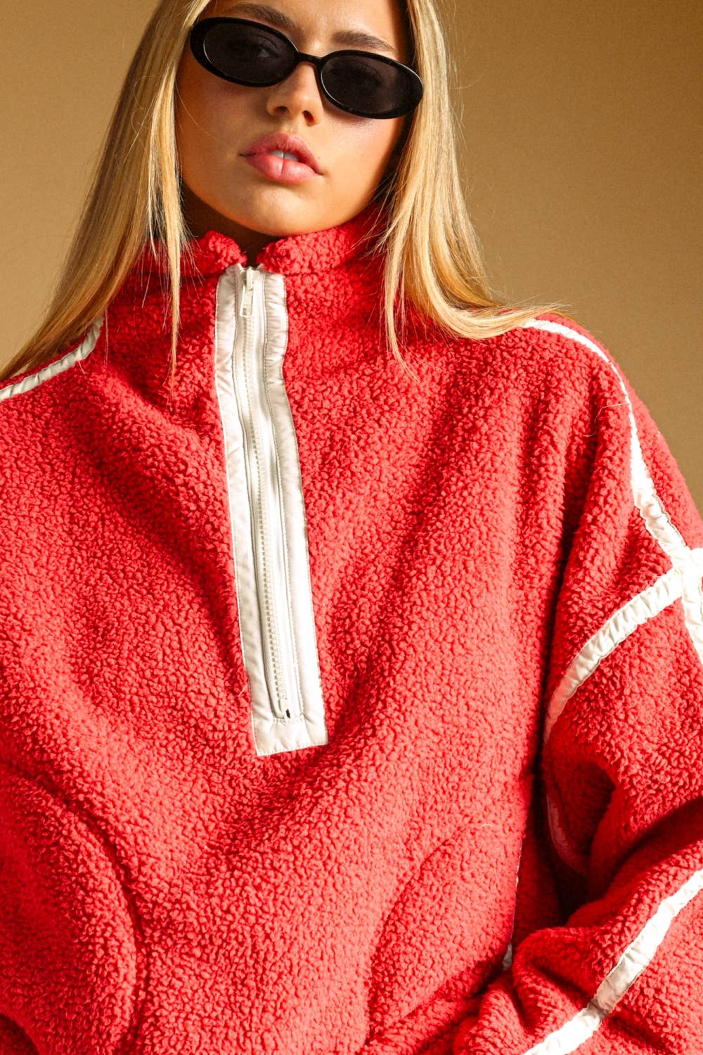 T7388   HALF ZIP UP SHERPA PULLOVER