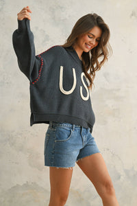 USA Rope Letter Sweater