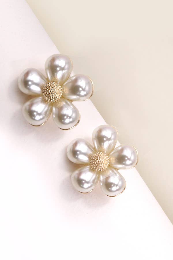 Floral Pearl Stud Earrings