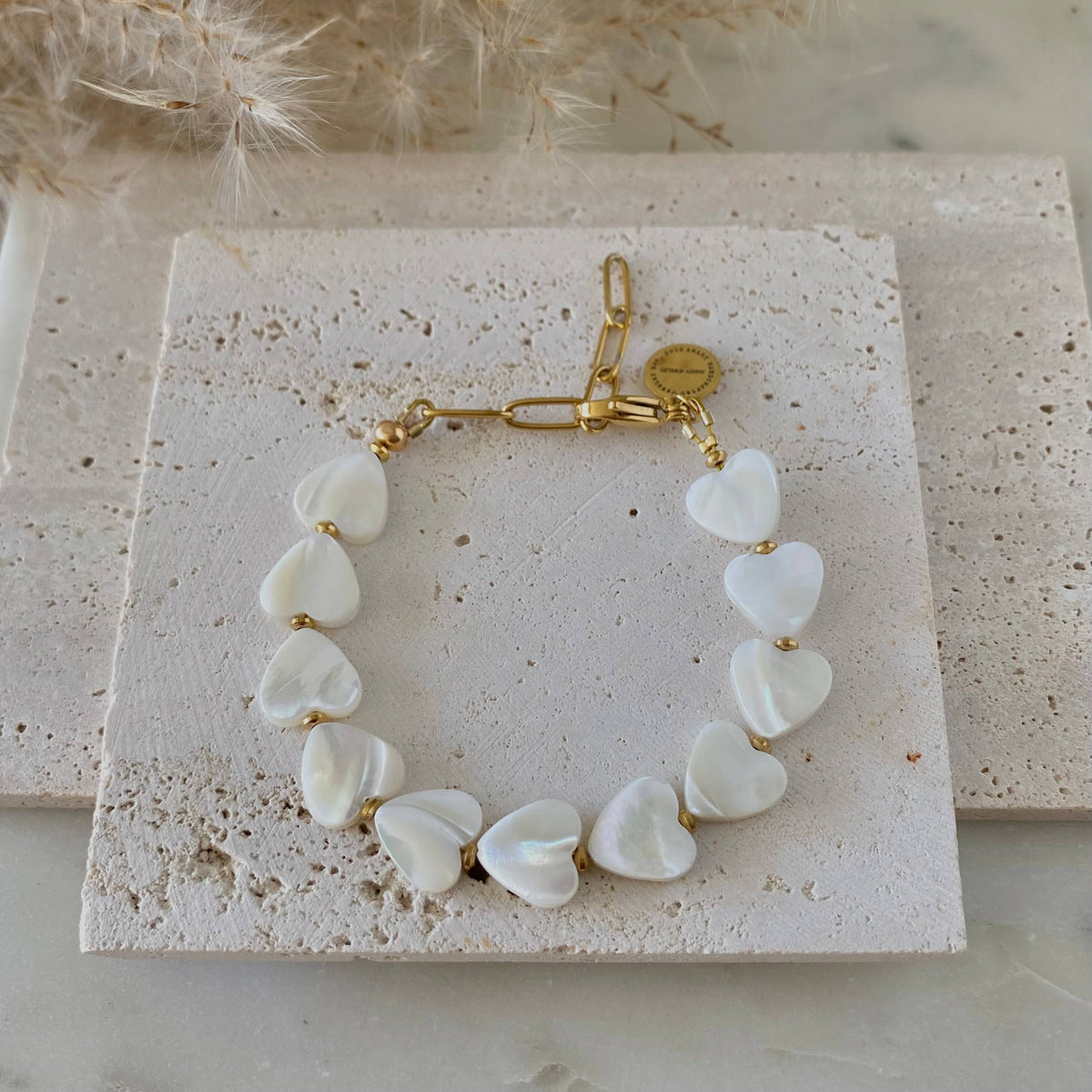 Heart Pearl Bracelet Gold Plated