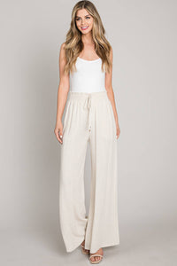 Calvin Smocked Waist Linen Pants