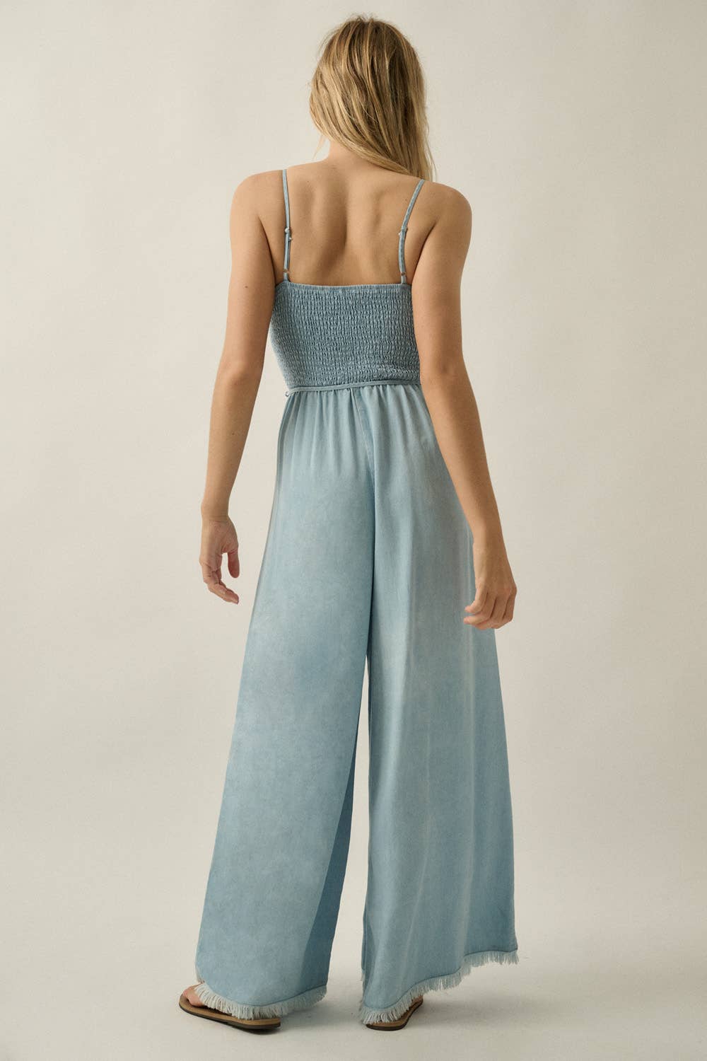 Dara Denim Smocked Jumpsuit