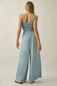 Dara Denim Smocked Jumpsuit