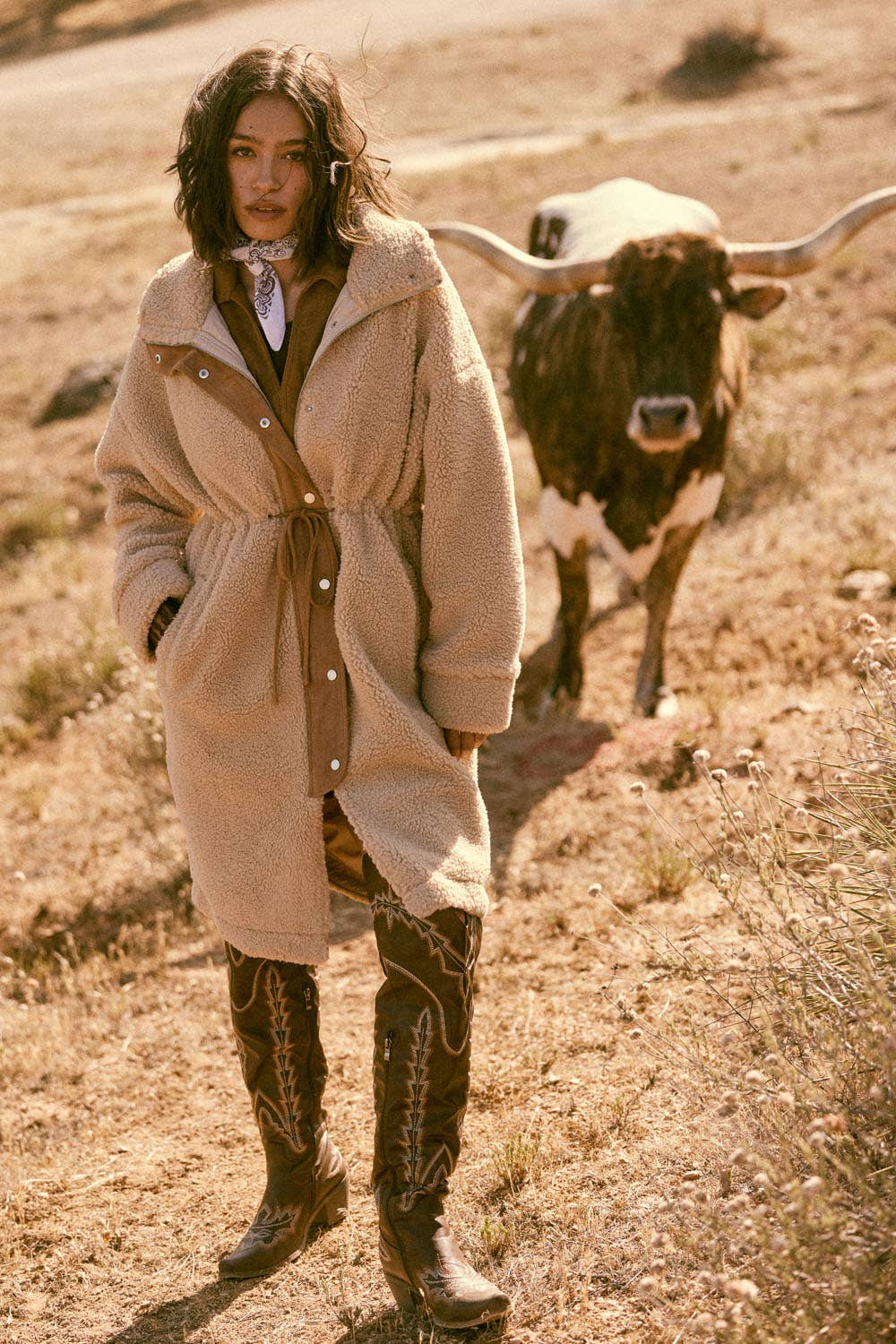 Shearling Knee-Length Coat