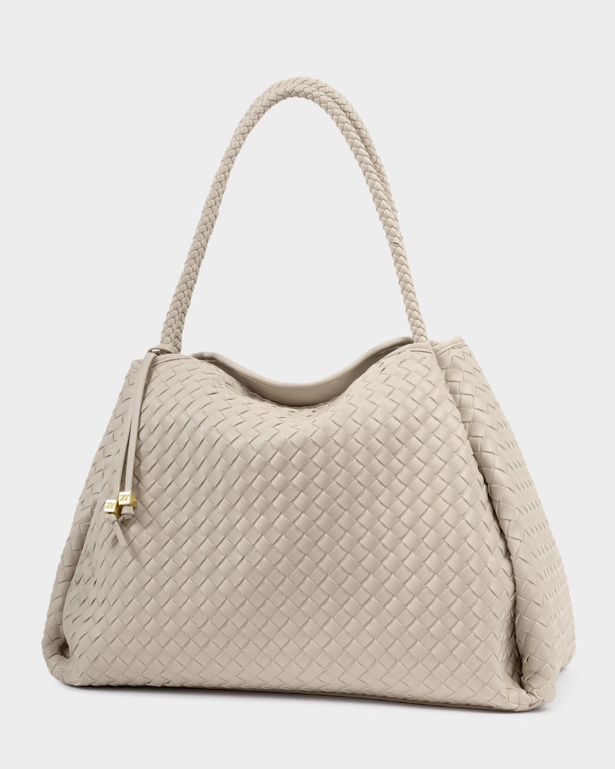 Katie Loxton Nova small tote oyster side view textured weave detai