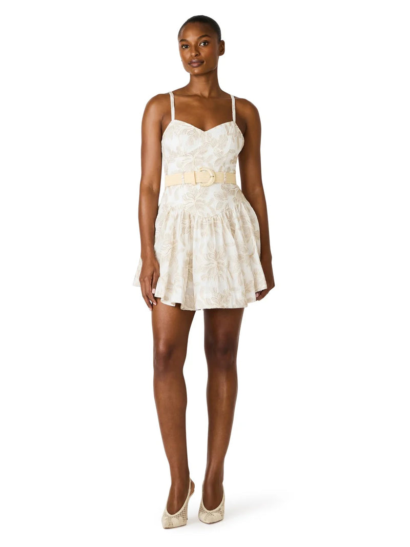 Steve Madden cream fit and flare mini dress with belt detail