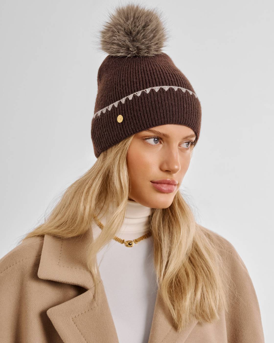 Whipstitch Pom Pom Hat