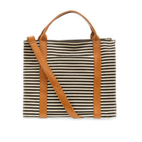 Toni Canvas Tote-Black/White Stripe