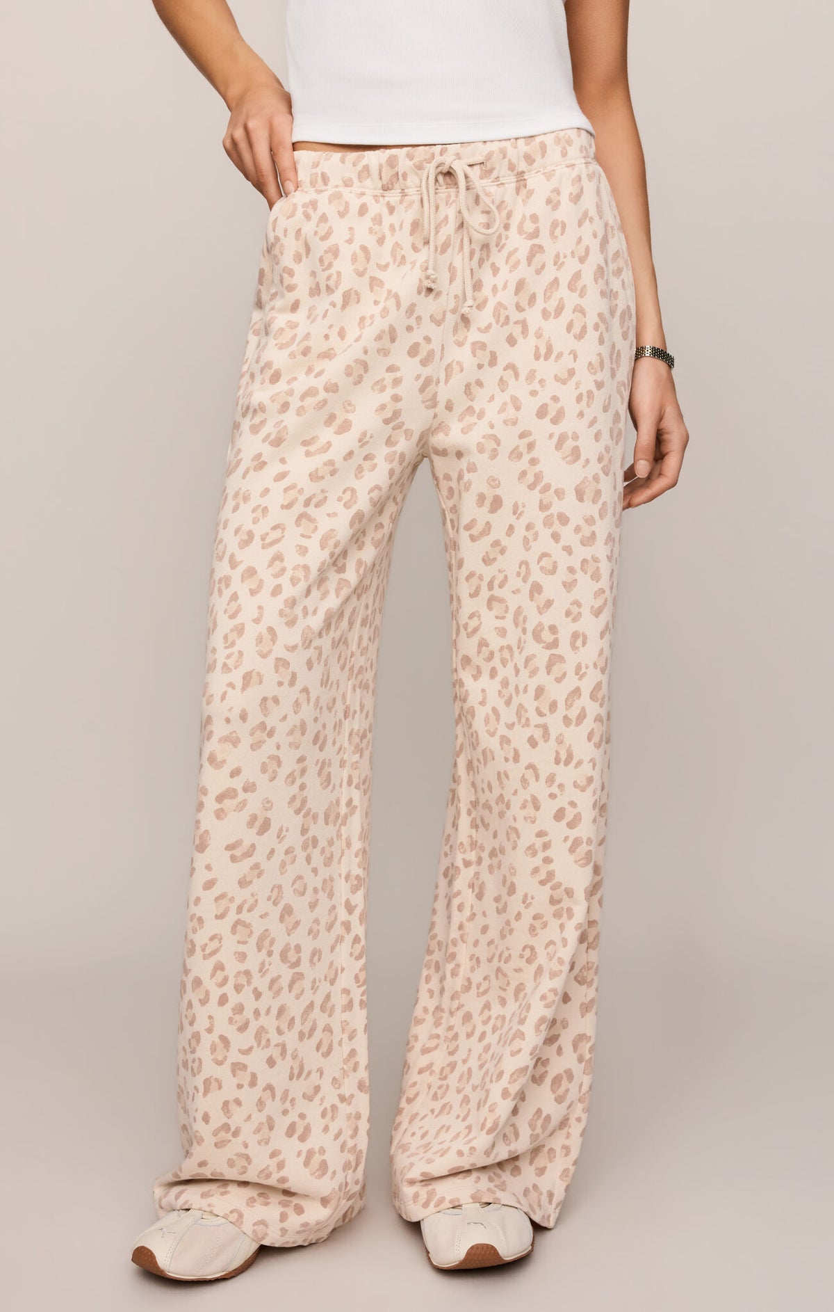 Hunter Leopard Knit Pants-Sandstone