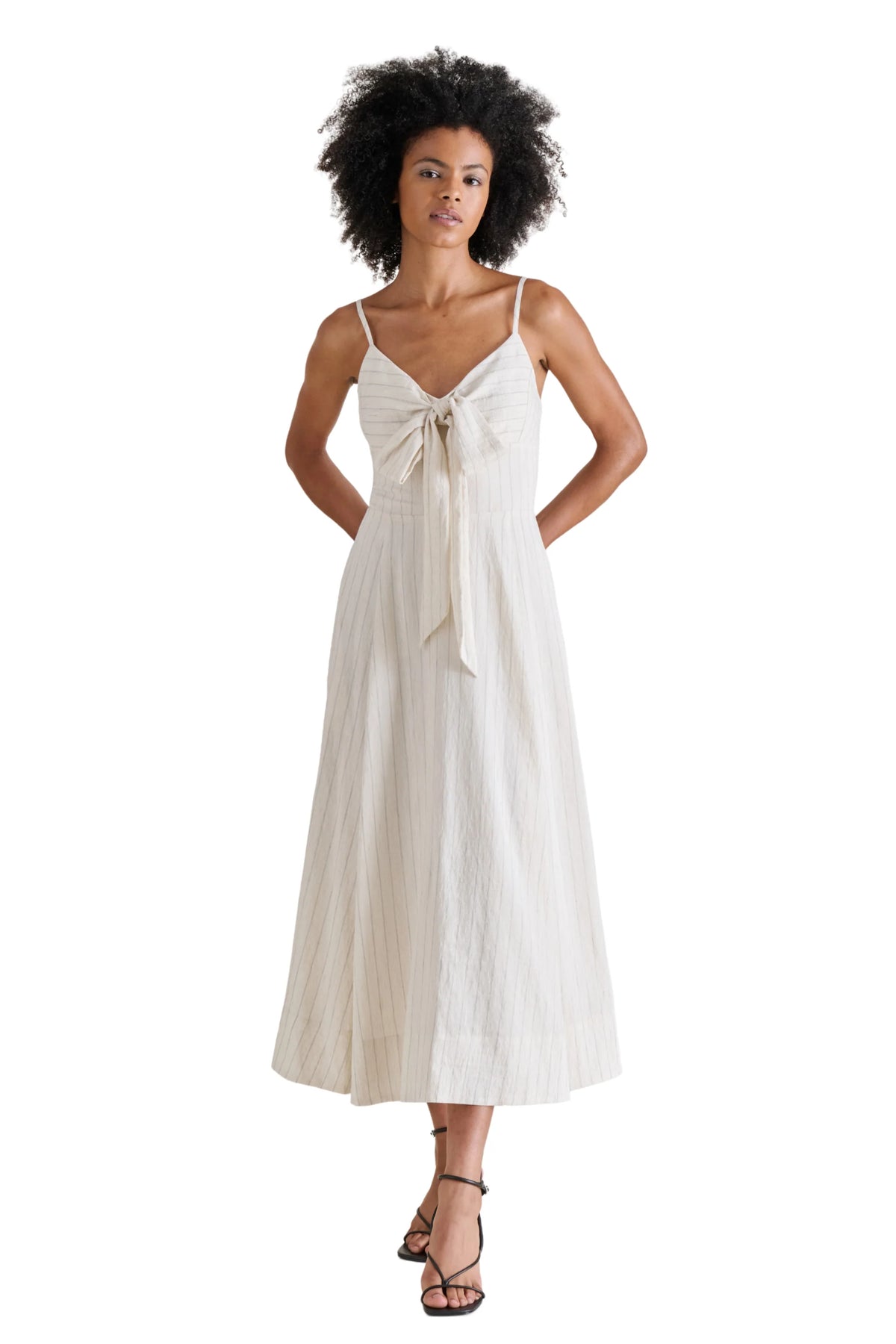 Steve Madden Luna cream linen midi dress front view