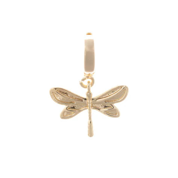 Close-up of the Michelle McDowell gold dragonfly symbol charm, perfect for adding a garden touch to your custom jewelry.