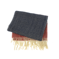 Chevron Stripe Fringe Scarf - Navy/Ruby