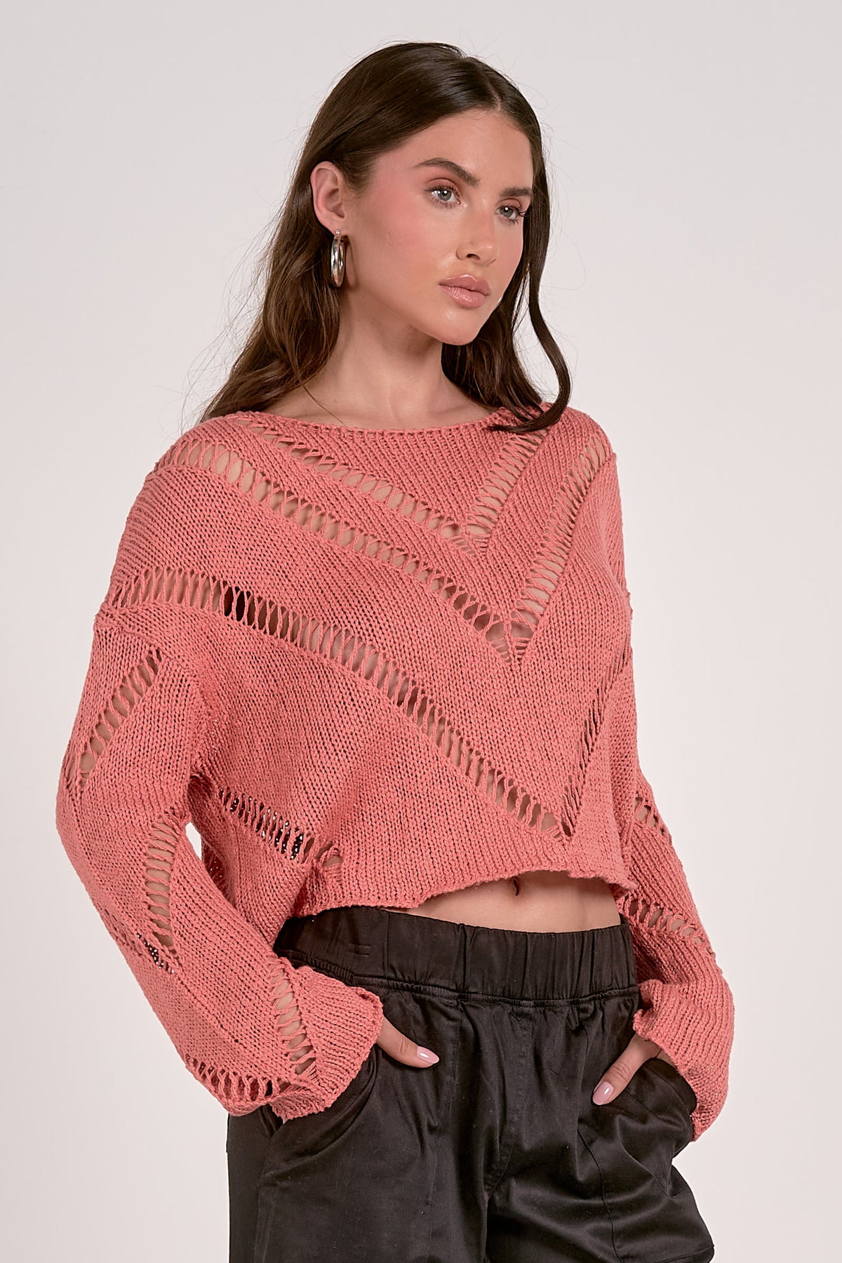 Malonie Crochet Knit Sweater