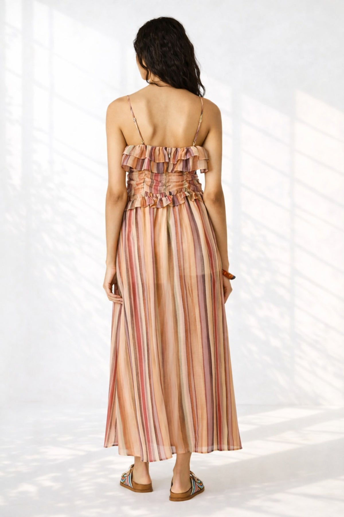 Back view of Steve Madden Shilloh top with thin straps and relaxed summer silhouette
