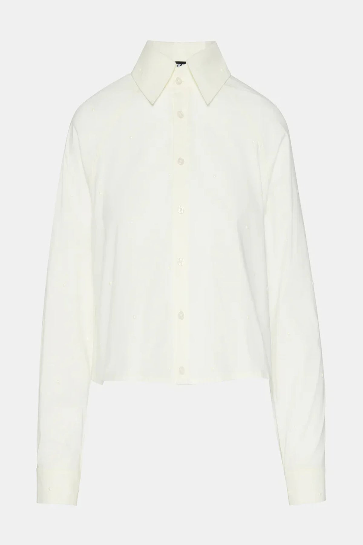 Steve Madden Tess Button Front Shirt white cropped blouse product-only image