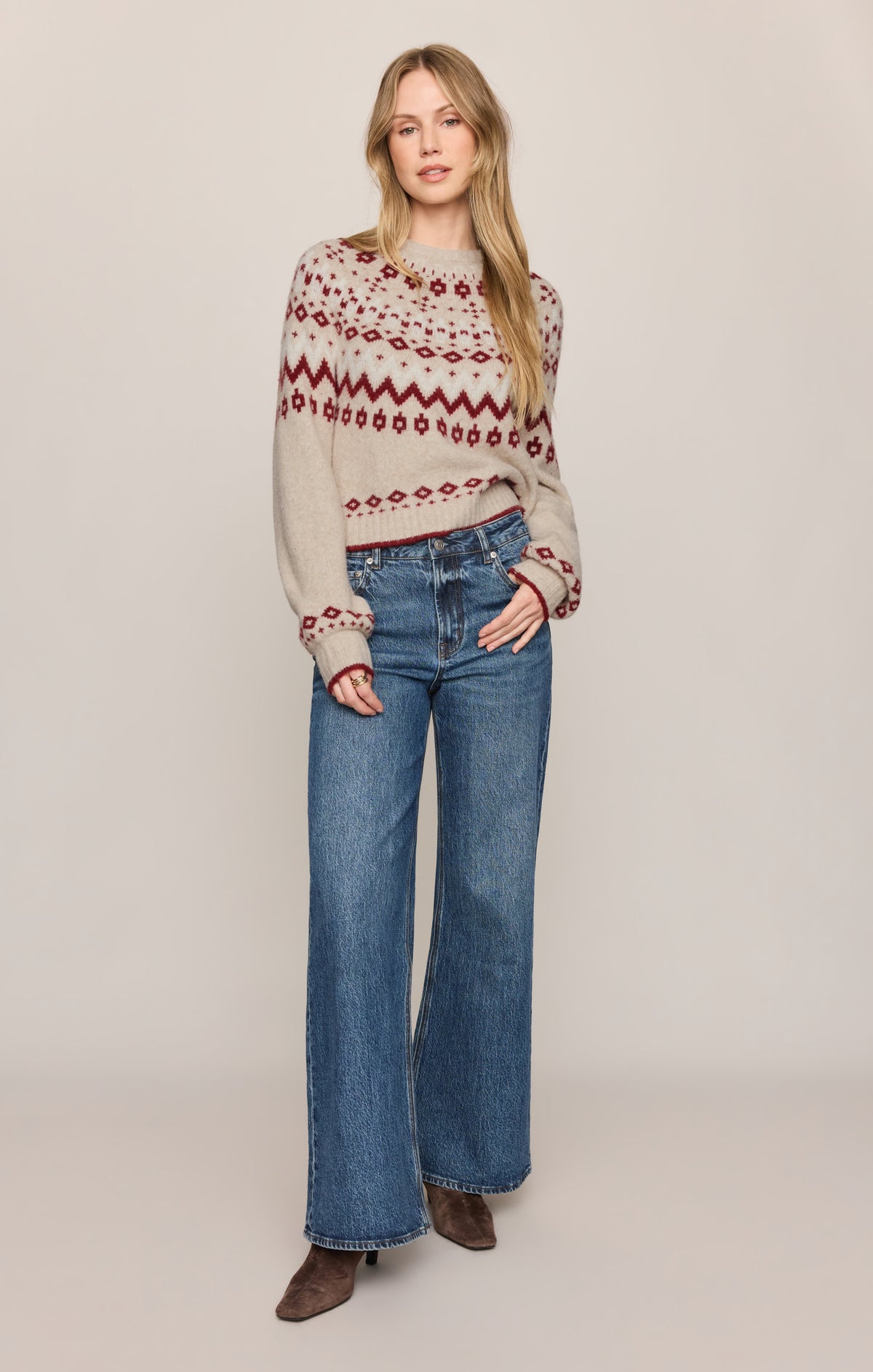 Full view of String the Lights Holiday Sweater