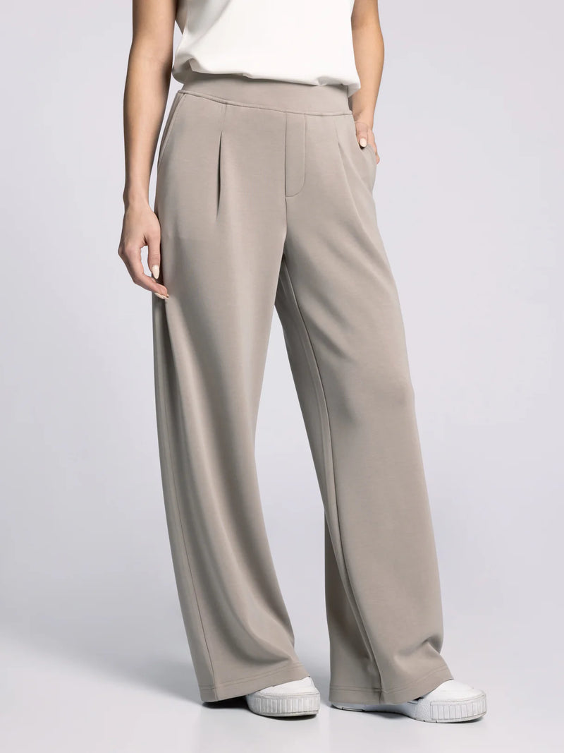 Front view of Thread & Supply Soft Trouser Pants featuring wide-leg silhouette, soft drape fabric, and comfortable waistband.