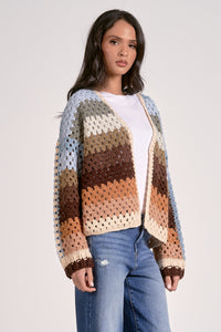 Reagan Crochet Cardigan | Open Knit Button‑Front Boutique Cardigan