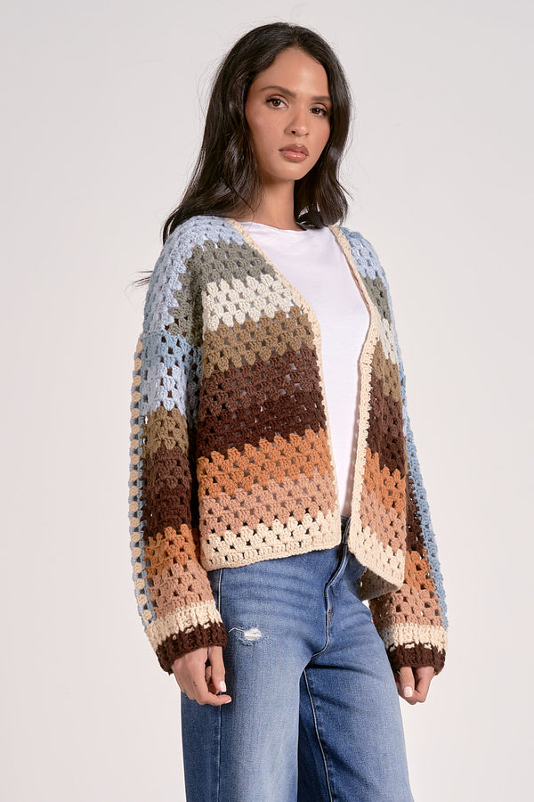 Reagan Crochet Open Front Cardigan