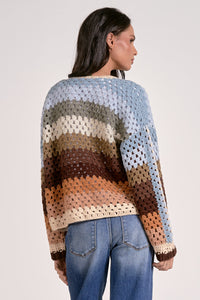 Reagan Crochet Cardigan | Open Knit Button‑Front Boutique Cardigan
