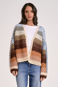 Reagan Crochet Cardigan | Open Knit Button‑Front Boutique Cardigan