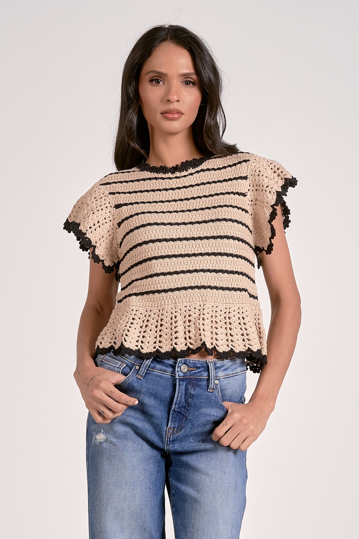 Carmen Sweater | Ruffle Sleeve Knit Sweater for Women – Boutique Style