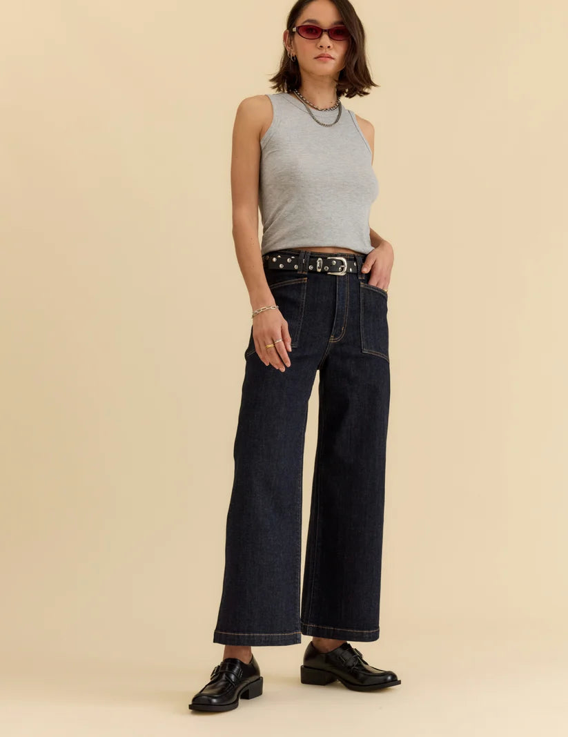 Valley Girl Patchpocket Jeans- Rinse
