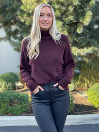 Nini Mock Neck Sweater-Burgundy