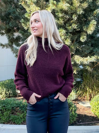 Nini Mock Neck Sweater-Burgundy