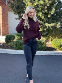 Nini Mock Neck Sweater-Burgundy