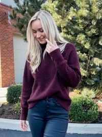 Nini Mock Neck Sweater-Burgundy