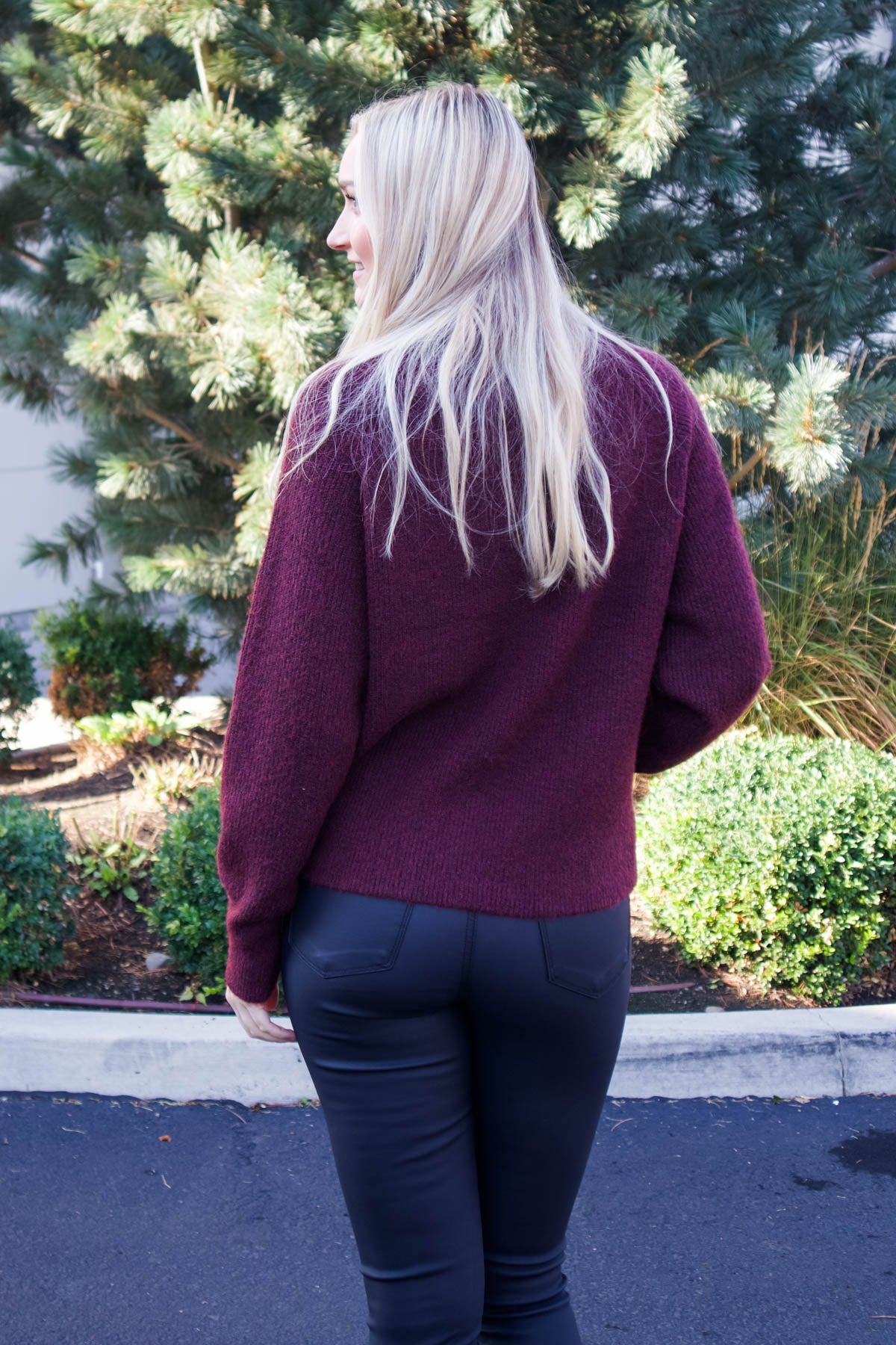 Nini Mock Neck Sweater-Burgundy