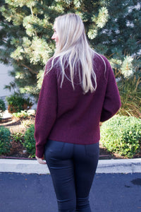 Nini Mock Neck Sweater-Burgundy