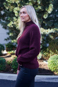 Nini Mock Neck Sweater-Burgundy