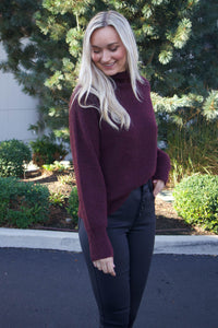 Nini Mock Neck Sweater-Burgundy